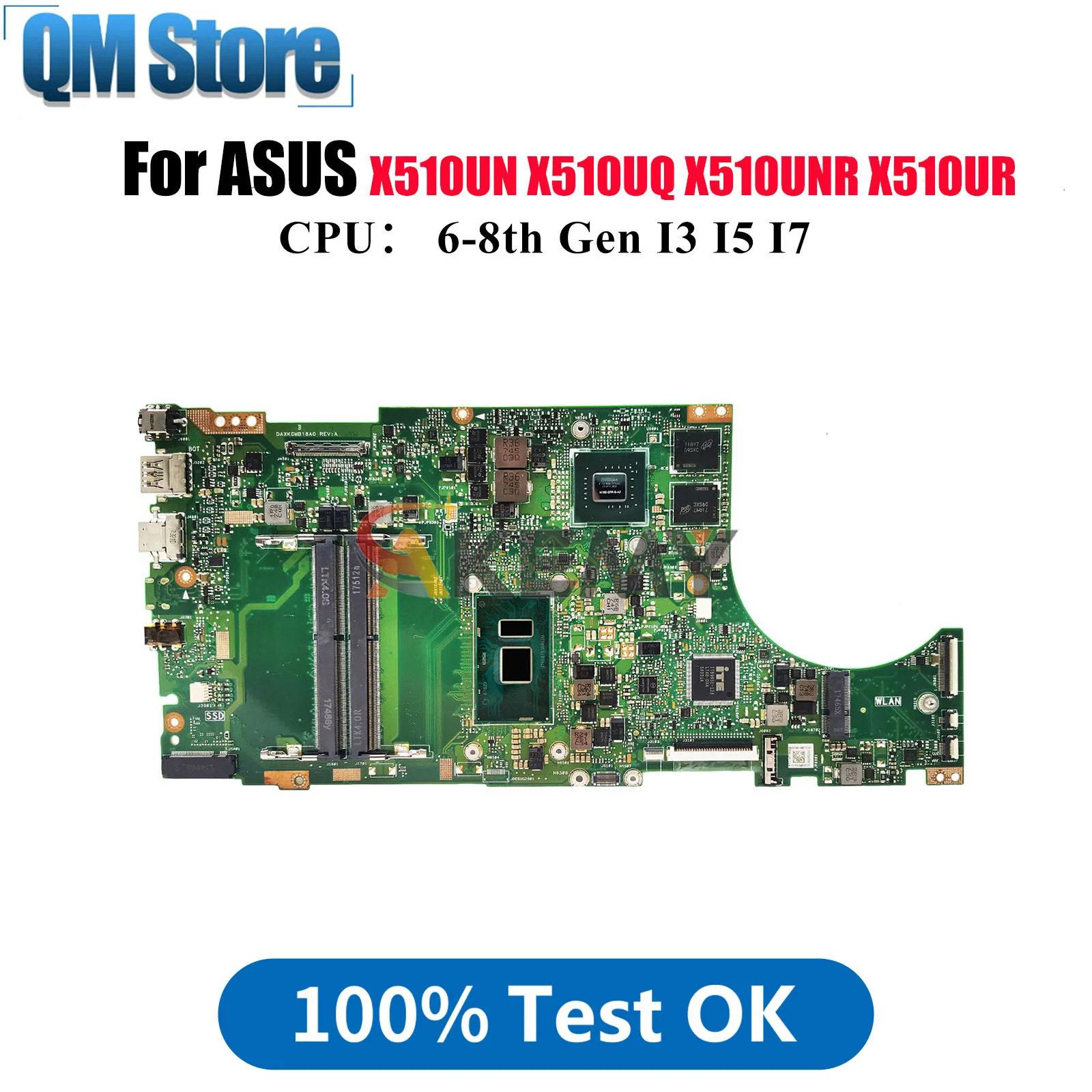 

X510UN Материнская плата для ноутбука ASUS X510UQR S510U X510U X510URR X510UNR S5100U X510UNO X510UR A510U X510UQ Материнская плата I3 I5 I7 CPU