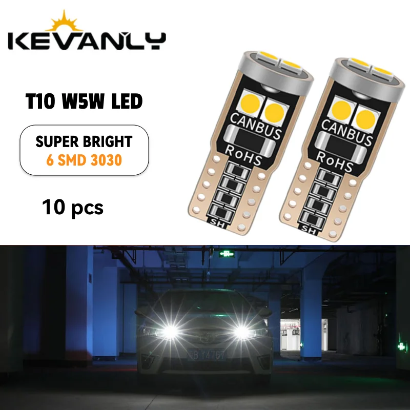 

2pcs Car Led T10 W5W 194 6SMD Interior Light reading light Canbus Wedge Lamp Parking Bulbs Clearance Light Side Car Styling 12V
