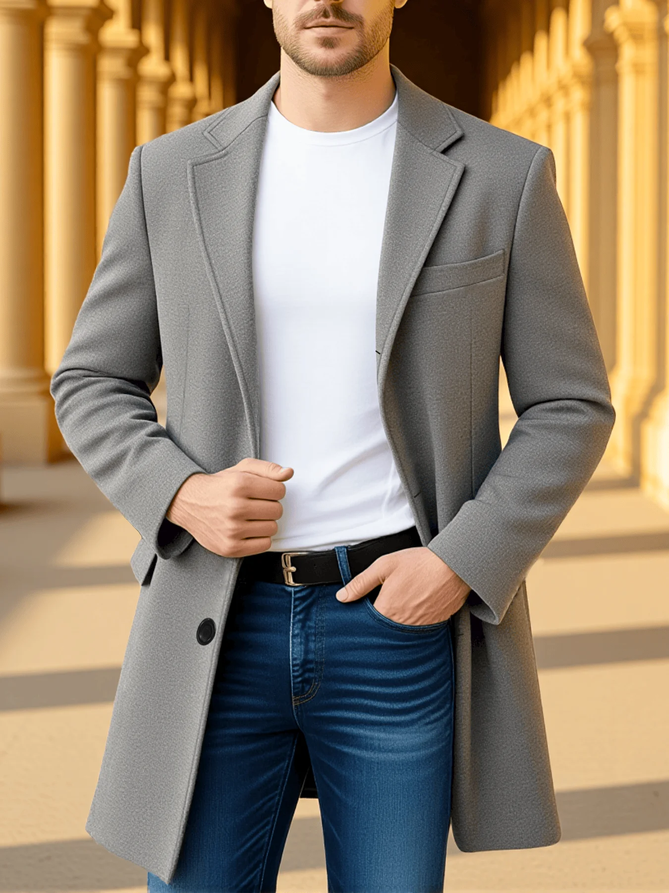 

Мужской плащ в стиле ретро, ветрозащитная куртка, утепленная теплая однобортная отделка, классическая мода, популярные длинные пальто, мужские повседневные