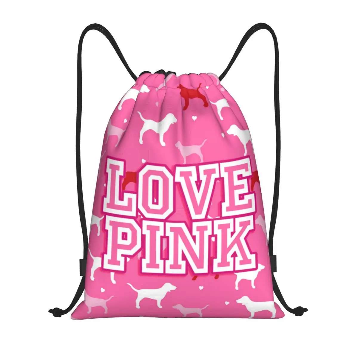 Custom Love Pink,Pink-Letters-Nation Drawstring Pocket Backpack Men Women Lightweight Gym Sports Waterproof Backpack for Yoga