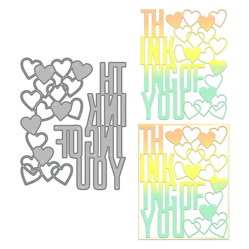

Love Hearts Thinking Of You Cutting Dies DIY Scrapbooking Supplies Metal Dies Knife Mold For Card Making Crafts Decor