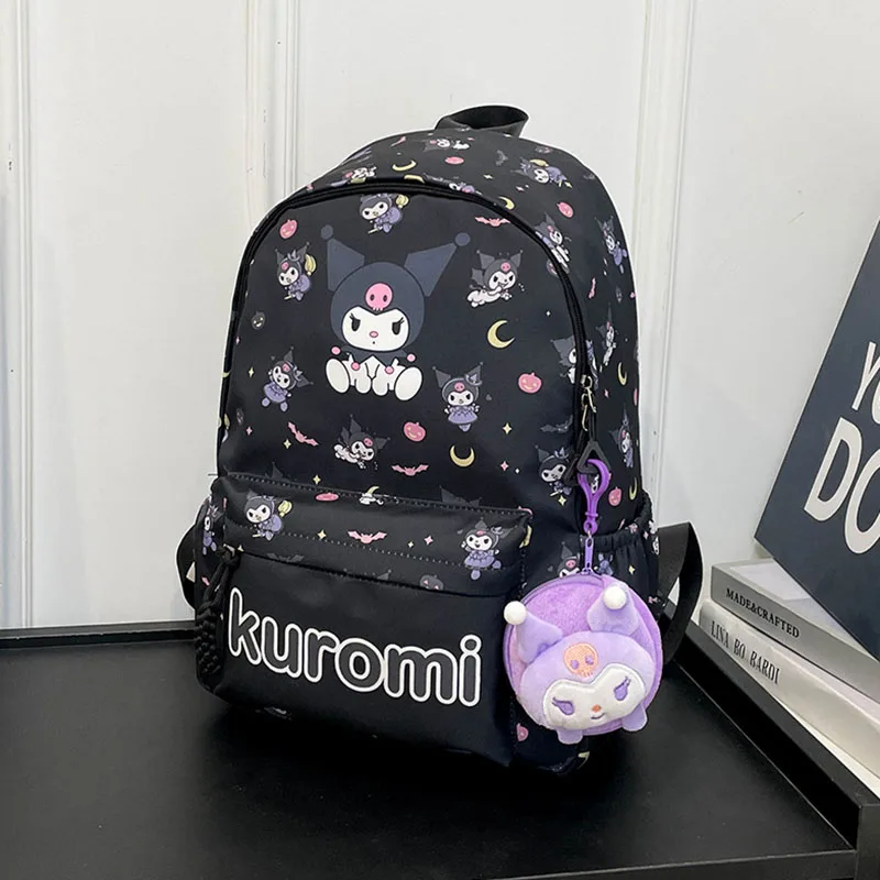 

Школьный рюкзак Sanrio Kuromi для девочек, водонепроницаемые вместительные школьные портфели розового цвета с мультипликационным рисунком Hello Kitty для поездок