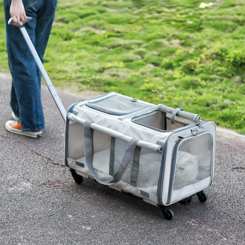 Chariot à roulettes pour animaux de compagnie, Electrolux, chats, château en mouvement, valise universelle, poignées portables respirantes, bagages amovibles pour animaux de compagnie avec roues, nouveau