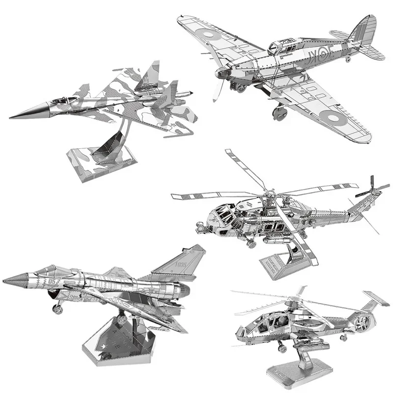 Mini 3D Fighter Metal Model Assemble Toys J-10B J20 Aircraft UFO Comanche Straight Aircraft Jigsaw Gift Education Toy for 14+