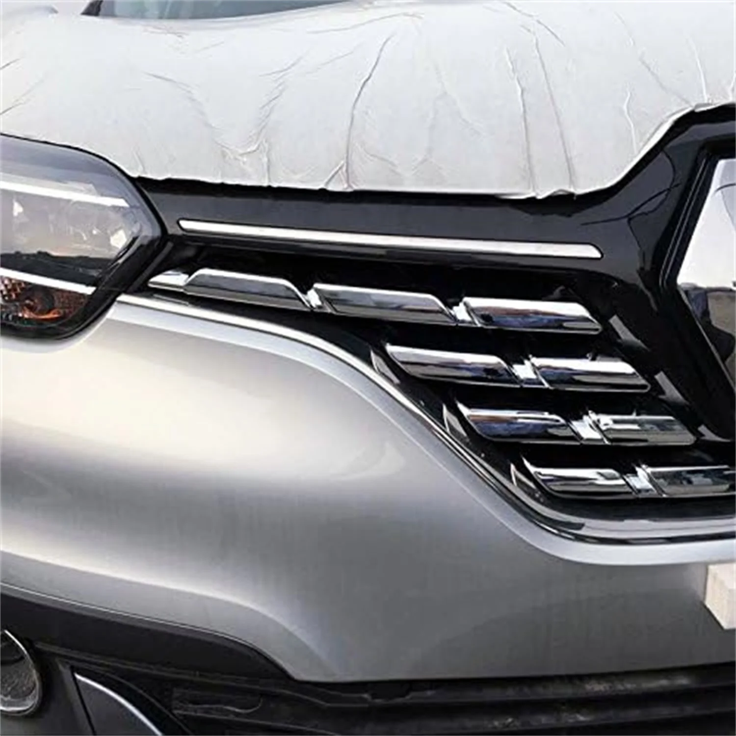 For Renault Kadjar 2015 2016 2017 Chrome Exterior Front Center Grill Grille Cover Sticker Decor Trim ABS Car Accessories 7pcs