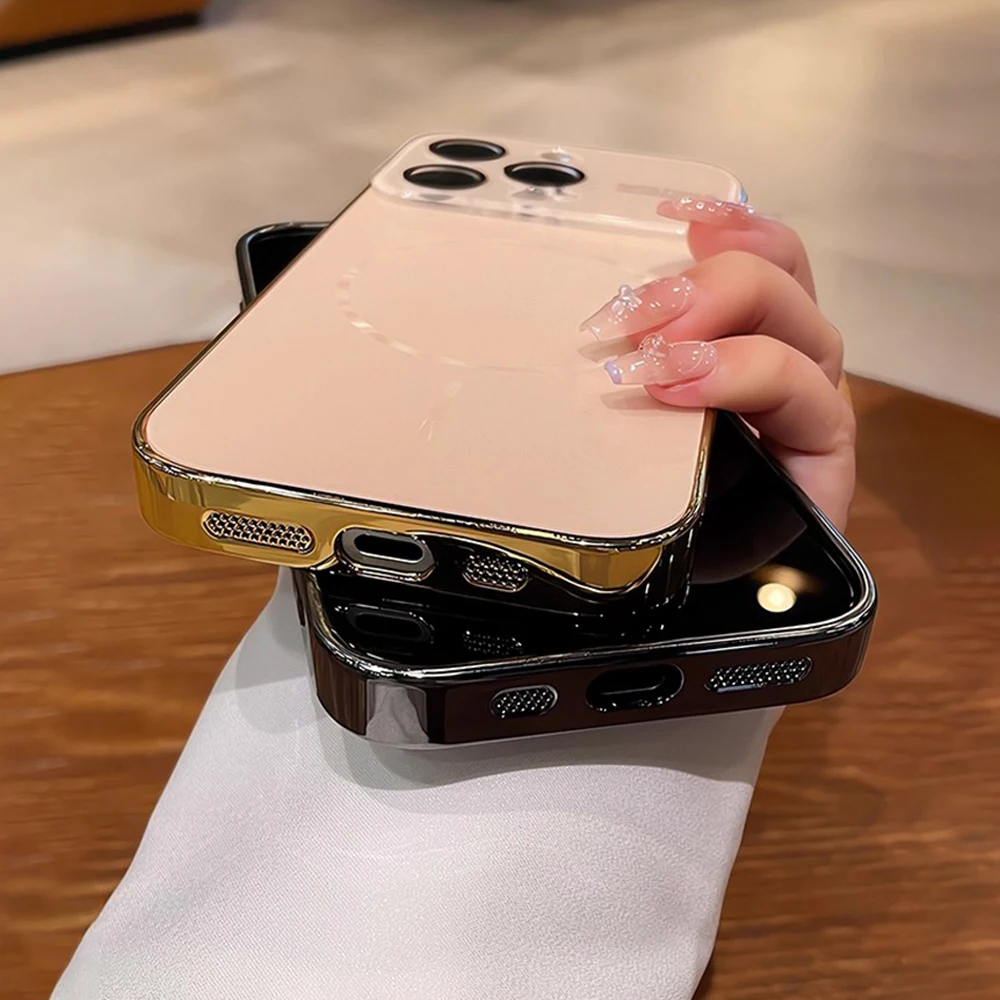 Titanium Original Magnetic Phone Case For iPhone 17 16 15 14 Pro Max For Magsafe Large Window Lens Protector Matte PC Hard Cover - náhled 6