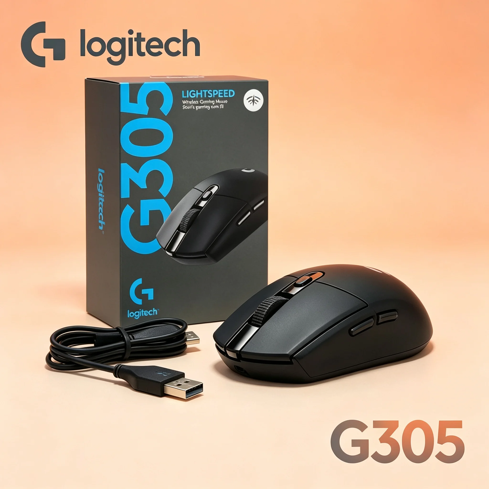 Logitech G305 Wireless Gaming Mouse Including Transfer Adapter Cable Balanced Ergonomic Mice For FPS LOL Game Play And Office Da