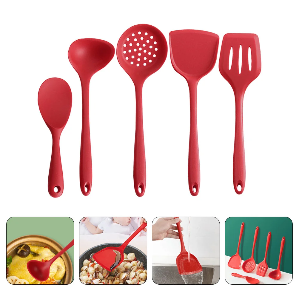 5 Pcs Cooking Spoon Assistant Utensils Silicone Kitchen Set Practical Tools Silica Gel Kitchenware Non-stick