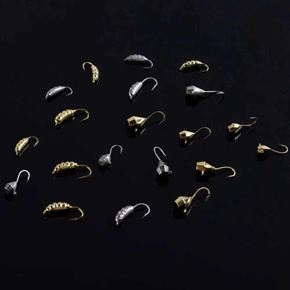 Goture 20pcs/lot Tungsten Jig Ice Fishing Lure Set Fast Sink Jigging Fishing Bait for Winter Fishing with Portable Box Tackle