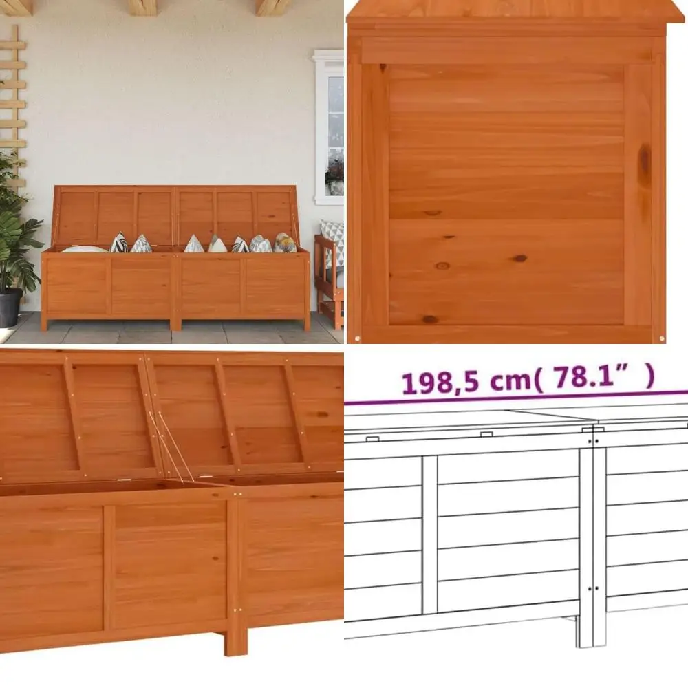 

Brown Outdoor Storage Box for Patio, Garden, and Tools, 78.1x19.7x22.2