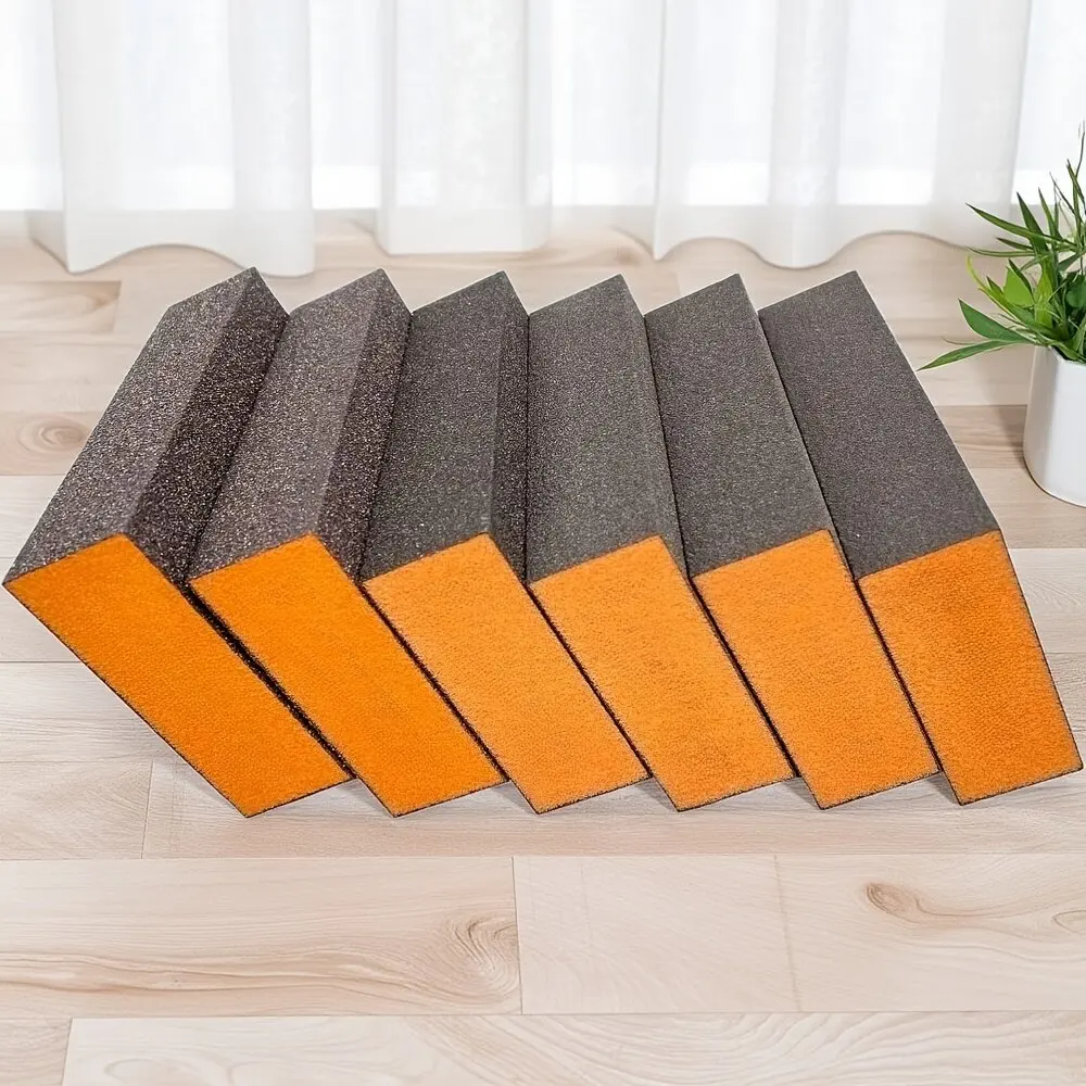 

4 Inch Orange Sanding Sponge 80-400 Grit, Wet Dry Flexible Abrasive Block for Drywall, Metal Rust, Wood Sanding