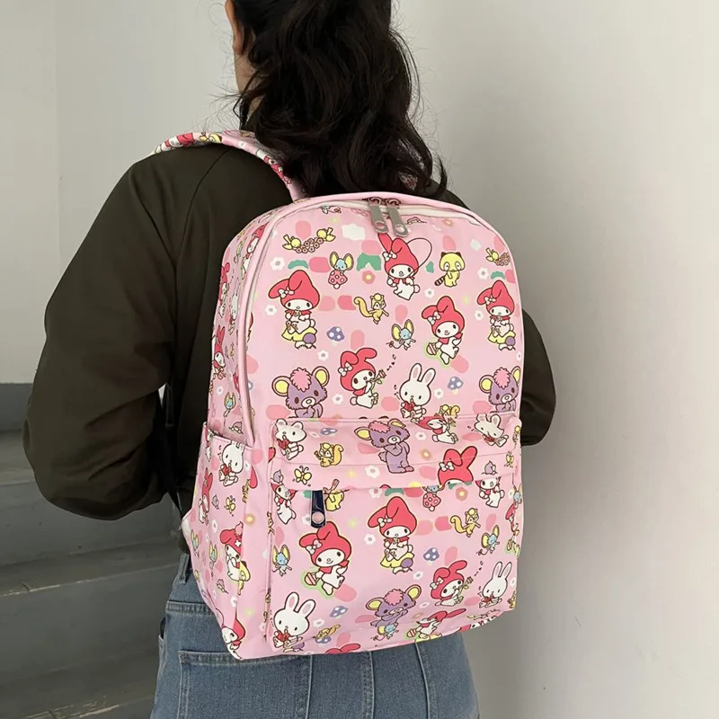 

Hello Kitty Kuromi My Melody Full Print Backpack Korean Style Lightweight Cartoon Shoulders Bag Cute Girl Style Casual Backpack