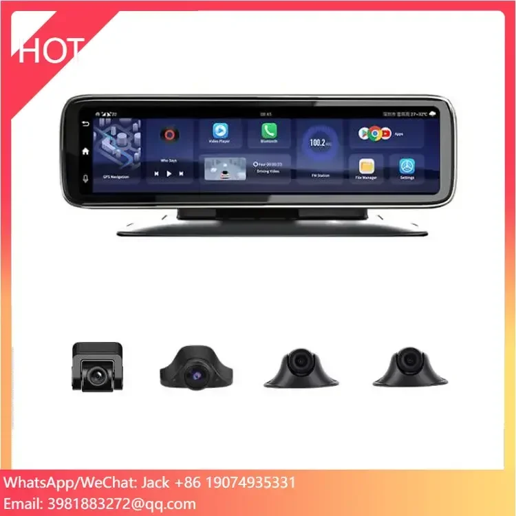 12 بوصة 4G أندرويد 9.0 نظام تحديد المواقع والملاحة 720P واي فاي 4 كاميرات قناة الطريق 360 درجة كاميرا سيارة مرآة داش كام مع جهاز التحكم عن بعد