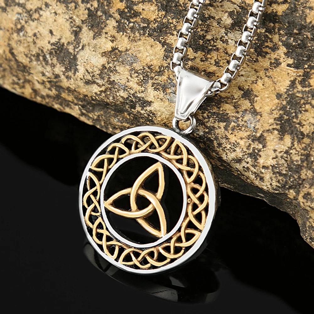 Fashion Vintage Viking Celtic Knot Necklace Men Women Stainless Steel Norse Trinity Pendant Amulet Jewelry Gifts Dropshipping image 4