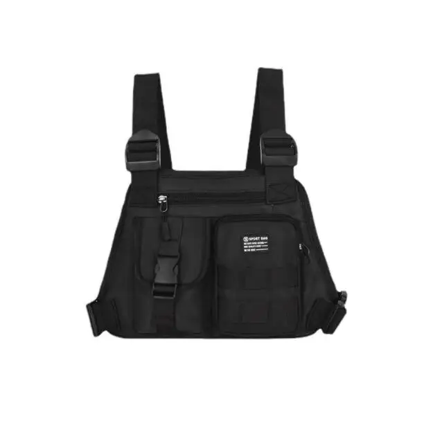 Men Molle Shoulder Vest Bags Anti-Theft Oxford Vest Chest Bags Adjustable Multifunctional Portable Lightweight for Hiking Travel