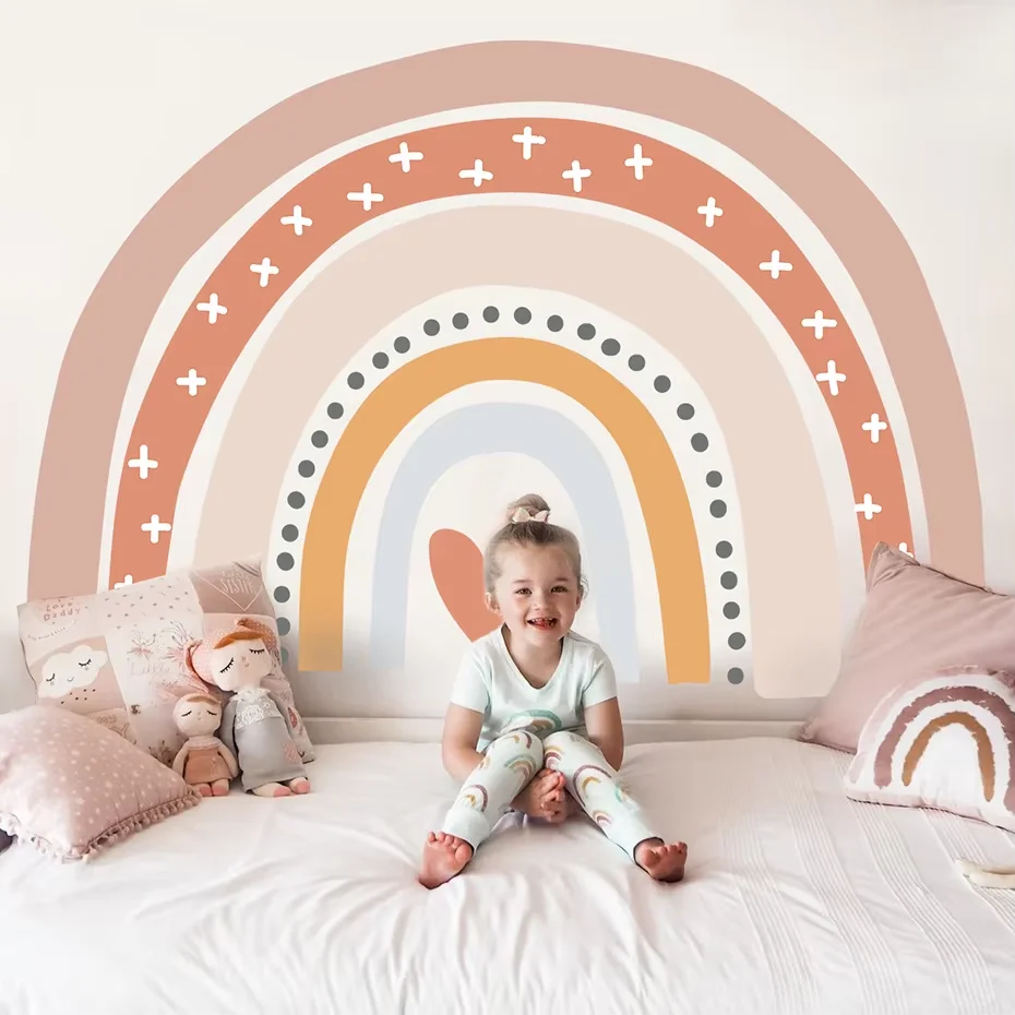 Cartoon Roze Hart Nursery Muurstickers Meisjes Slaapkamer Decor Verwijderbare Vinyl Diy Muur Stickers Print Interieur Thuis Decoratie