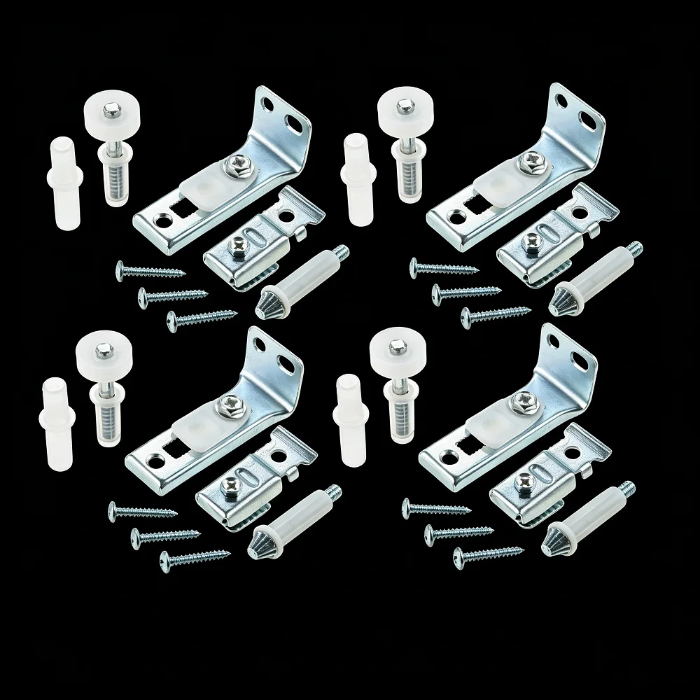 4kits Closet Bi-fold Door Hardware Set Double Folding Door Hinge Bracket Pivot Guide Wheel Spring DIY Repair Sliding Door Closet