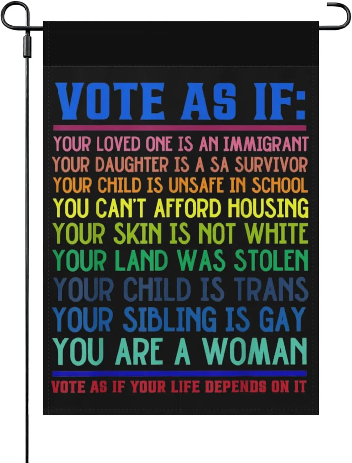 Vote As If Your Skin Is Not White Human'S Rights All Season Garden Flag, Hilarious House Flags Double Sided Rustic