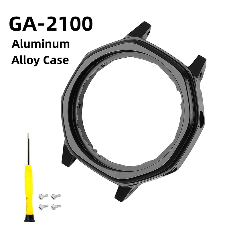 Boîtier intérieur en alliage d'aluminium modifié de haute qualité, coque légère pour montre Casio GA2100 GA-2100 GA 2100, boîtier de mouvement noir