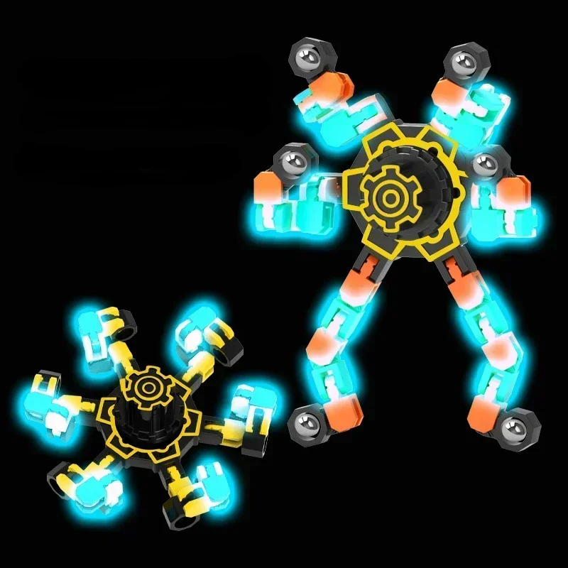 1pcs Finger Toy Luminous Deformation Fidget Spinner Rotate Stress Relief Birthday Party Event Favors Children School Supplies