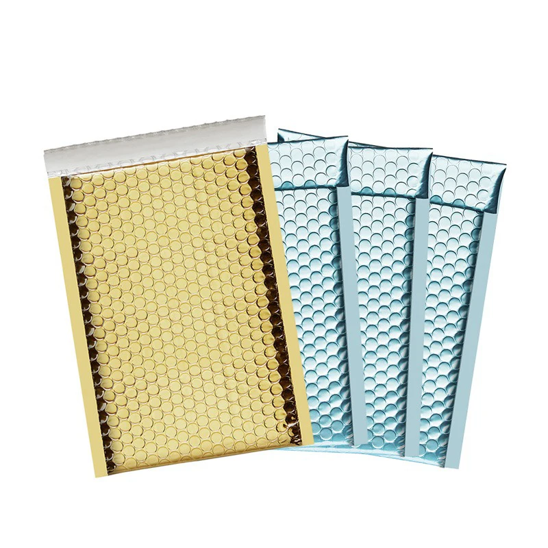 50Pcs 18x23cm Business Bubble Envelope Blue/Gold Aluminum Foil Bubble Bag Self Seal Padded Shipping Envelopes Jewelry Packaging