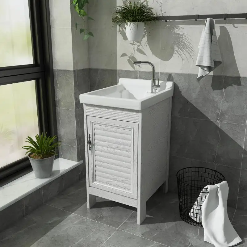 

Super deep ceramic laundry sink Balcony laundry basin Sink laundry pool Space aluminum cabinet combination with washboar