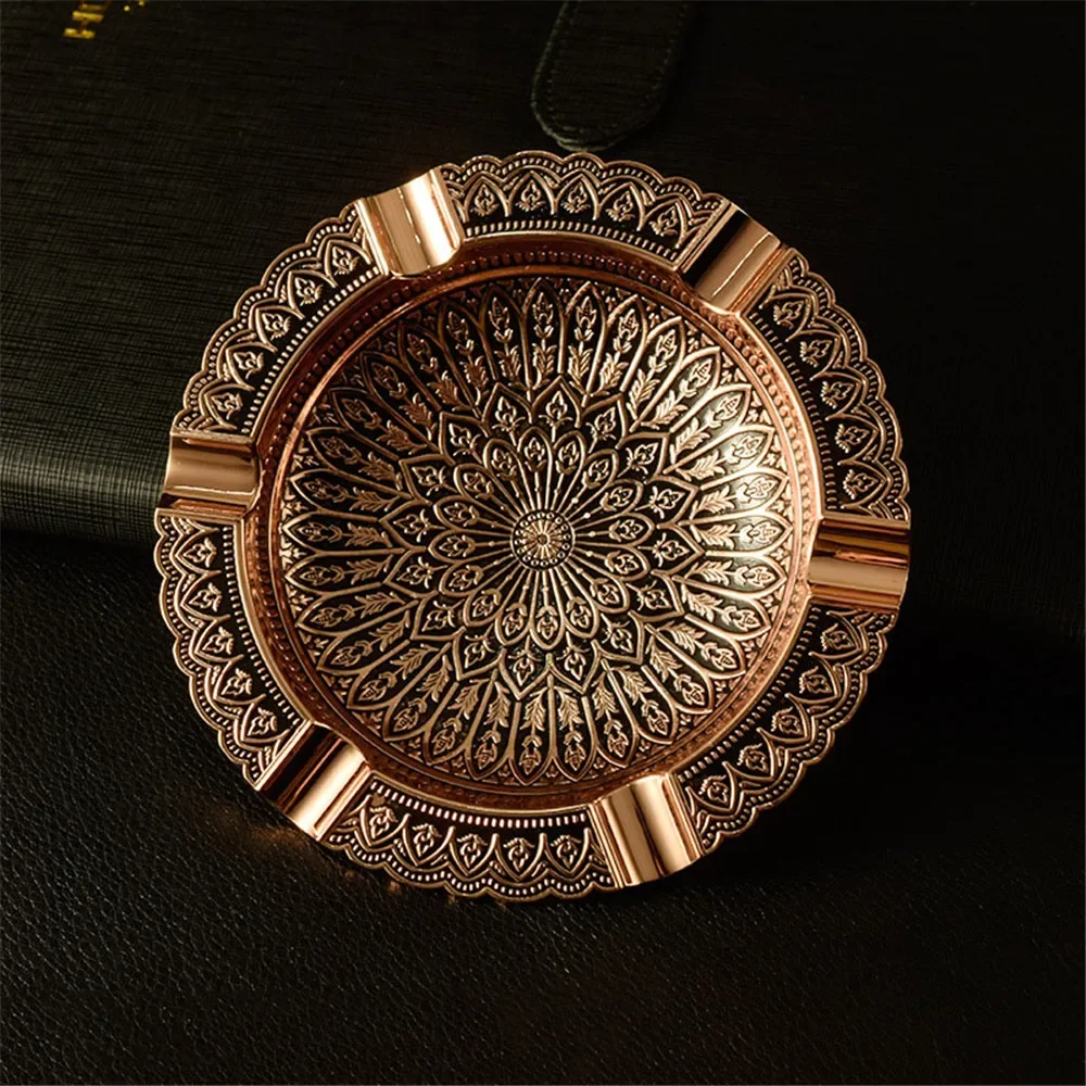 Ashtrays Vintage 3D Pattern Metal Gift Box Ash Tray Home Desk Men Women Cigar Smokeless Modern Luxury Practical Accessories