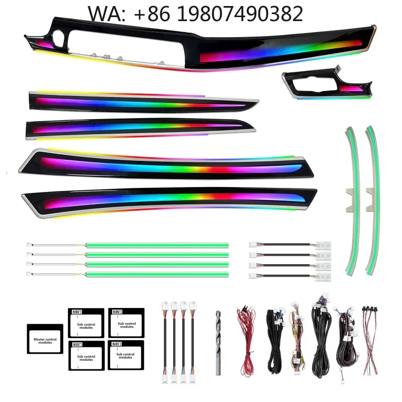 Dashboard Embedded 64 Color Dynamic LED Atmosphere Strip, Interior Ambient Light Fit 2011-2017 F10 F11 F18 Mid Sedan Decor Acces