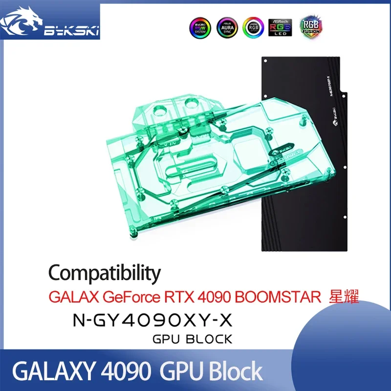 

Водяной блок Bykski для карты GPU GALAX GeForce RTX 4090 BOOMSTAR/медный Охлаждающий радиатор RGB AURA/ N-GY4090XY-X