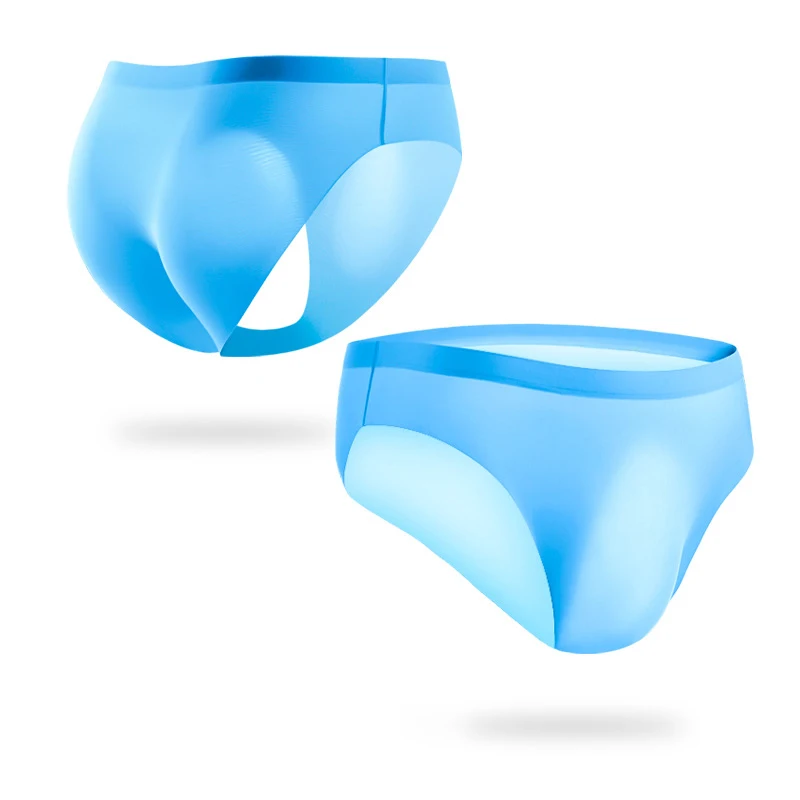 Cueca sem costura masculina cuecas de seda gelo 3d bolsa ultra-fina transparente cueca masculina verão calcinha de uma peça sexy cuecas