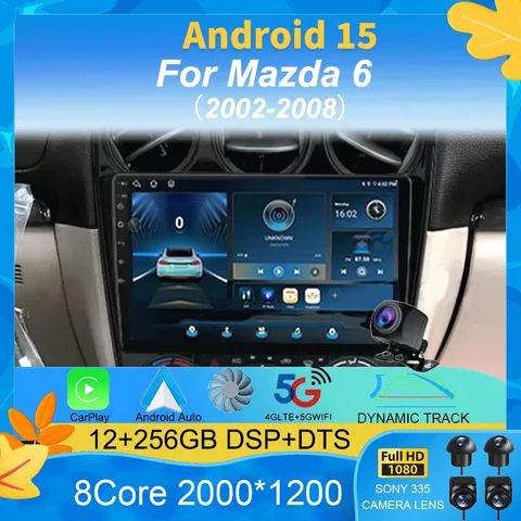 Android 15 Car Radio For Mazda 6 2002 2003 2004 2005 2006 2007 2008 Multimedia DVD Player Navigation Wireless Carplay Head Unit