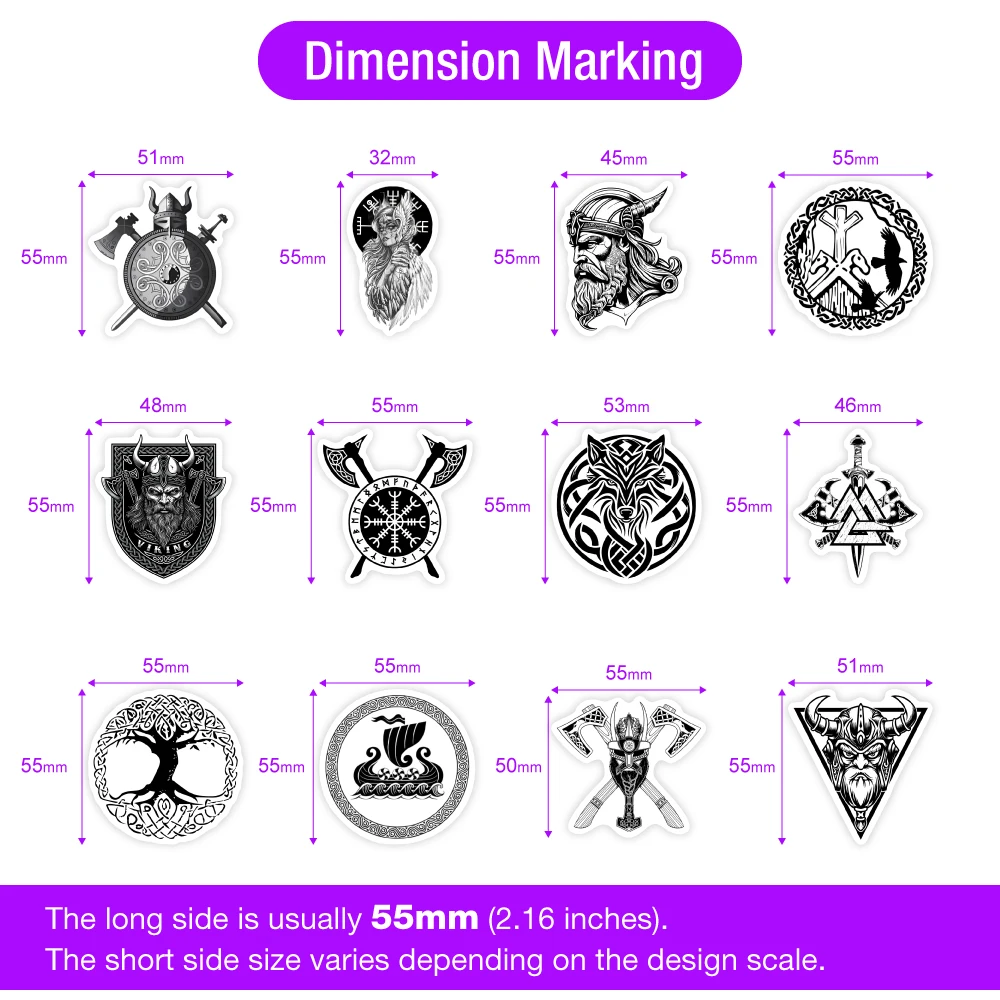 Norse Viking Warrior Stickers Tattoo DIY Gift Decal for Laptop Phone Scrapbook Luggage Decorative Bottles Graffiti Waterproof