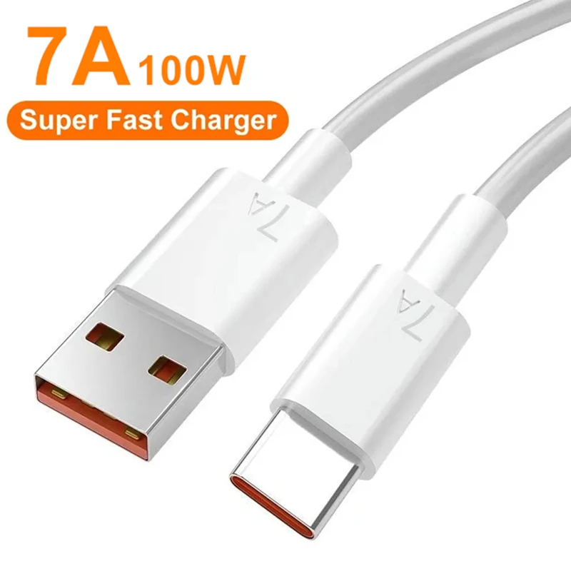 USB C타입 초고속 충전 케이블, 화웨이 P50 P40 고속 데이터 코드, 샤오미 레드미 POCO OPPO 리얼미 원플러스, 7A, 100W