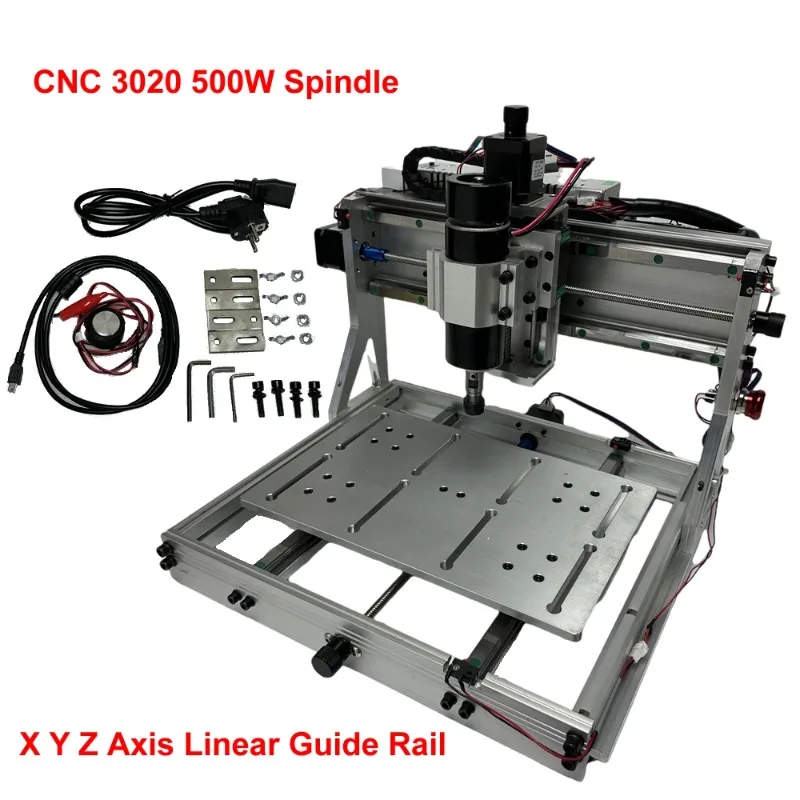 Fresadora CNC 3020 con guía lineal de aluminio, motor de husillo de 500W, interruptor de límite, paro de emergencia, PCB y GRBL