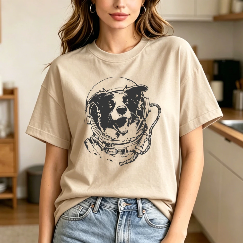 Space Border Collie Tee Astronaut Helmet Dog Sketch Art Cool Pet Lover Graphic T-Shirt Border Collie Owner Gift TShirt