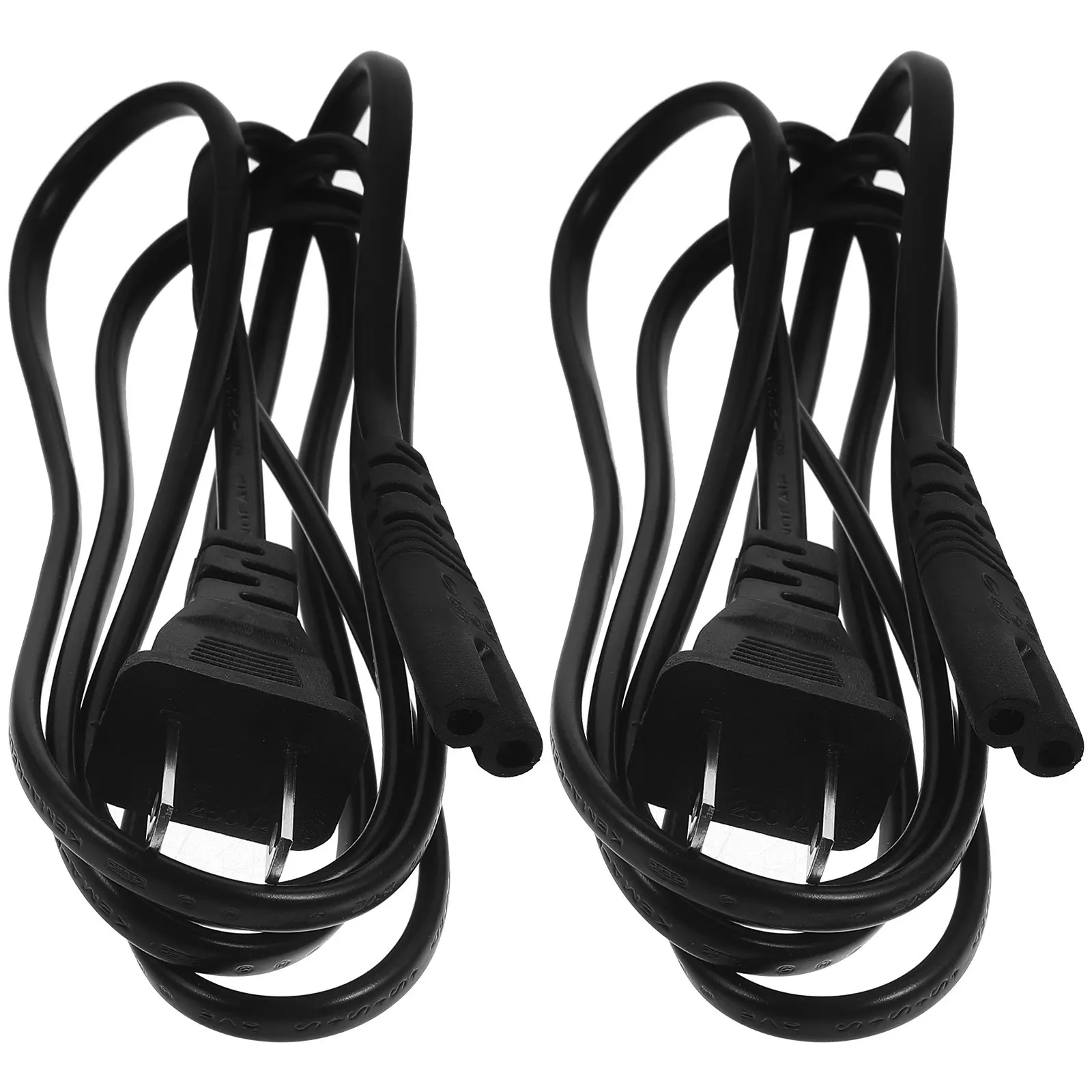 2Pcs Us Standard Power Cord with Hole Design 2-Prong Flat Plug Heavy-Duty Copper Aluminum Rubber for Lamp Shaver