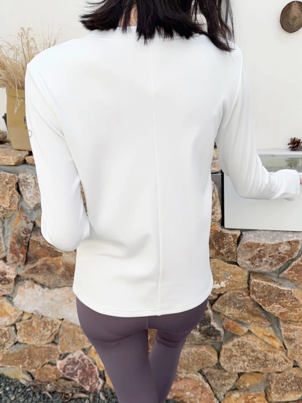 قمصان رياضية نسائية بأكمام طويلة، تي شيرت مرن برقبة دائرية، تي شيرت يوغا علوي للياقة البدنية والجري، سترة نسائية باللون الأسود الداكن #5