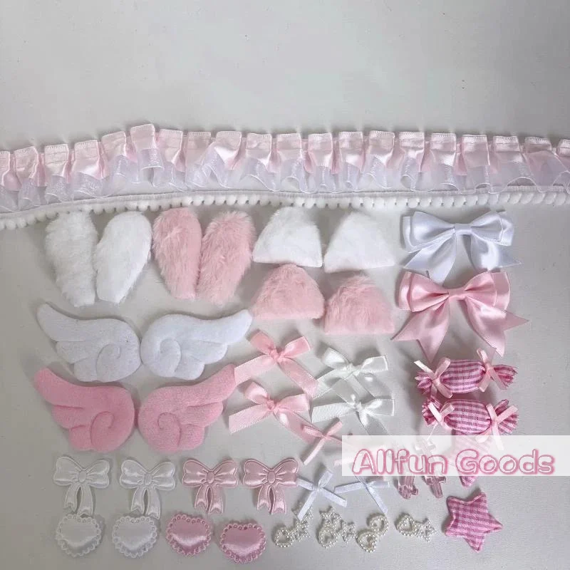 50Pcs Sweet Ita Bag DIY Decor Kit Lace Ribbon Bow Wing Itabag Accessories Lolita Anime Card Badge Bags Handmade Craft Supplies
