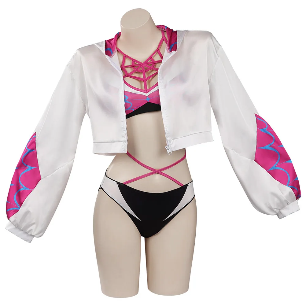 Maillot de bain cosplay Gwen Stacy pour femme adulte, à travers le verset, costume fantaisie, bikini femme araignée, déguisement d'Halloween