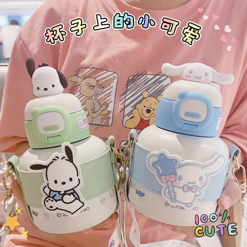 

Sanrio аниме Kitty My Melody термос очаровательная изолированная чашка для воды для студентов портативная соломенная чашка из нержавеющей стали милый мини