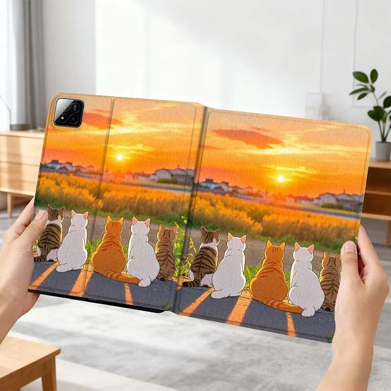

Sunset Cat Cartoon Gift For Xiaomi Mi Pad Mini 4 5 6 7 SE Pro Plus Redmi Pad 2 SE 2025 8.8 11 Foldable Tablet Case