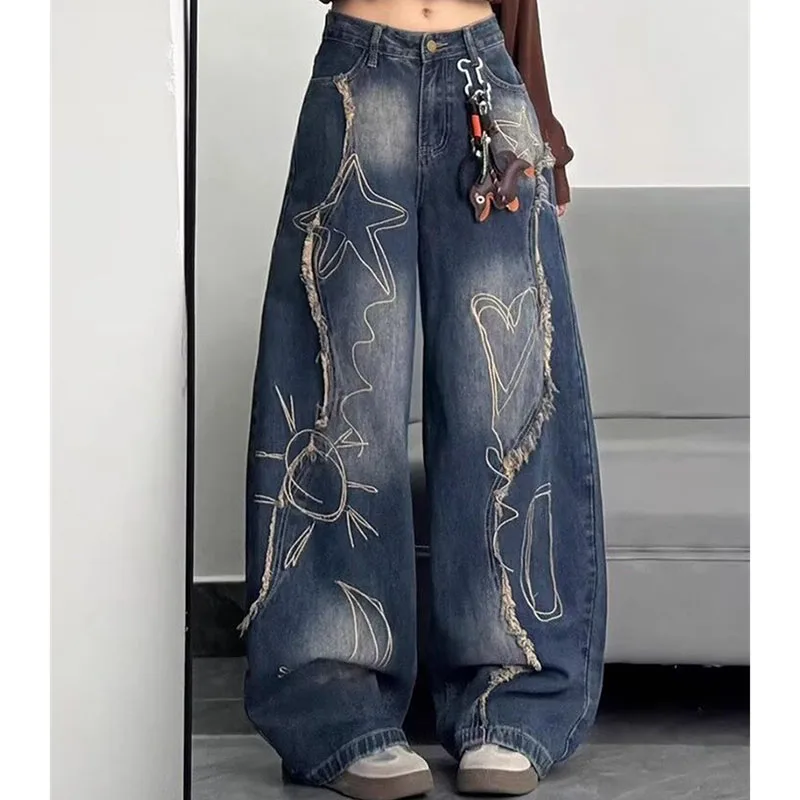 

Осенние женские прямые джинсовые брюки с высокой талией, женские широкие свободные ковбойские брюки, американские женские элитные джинсы Burr