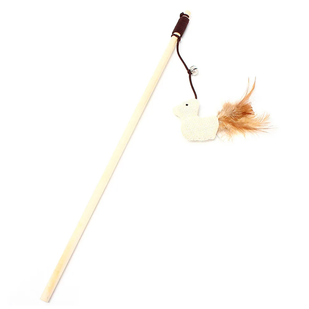 

Interactive Cat Teaser Stick Bell Chick Design Kitten Play Durable Lightweight Pet Indoor Cats Entertaining Training Tool For