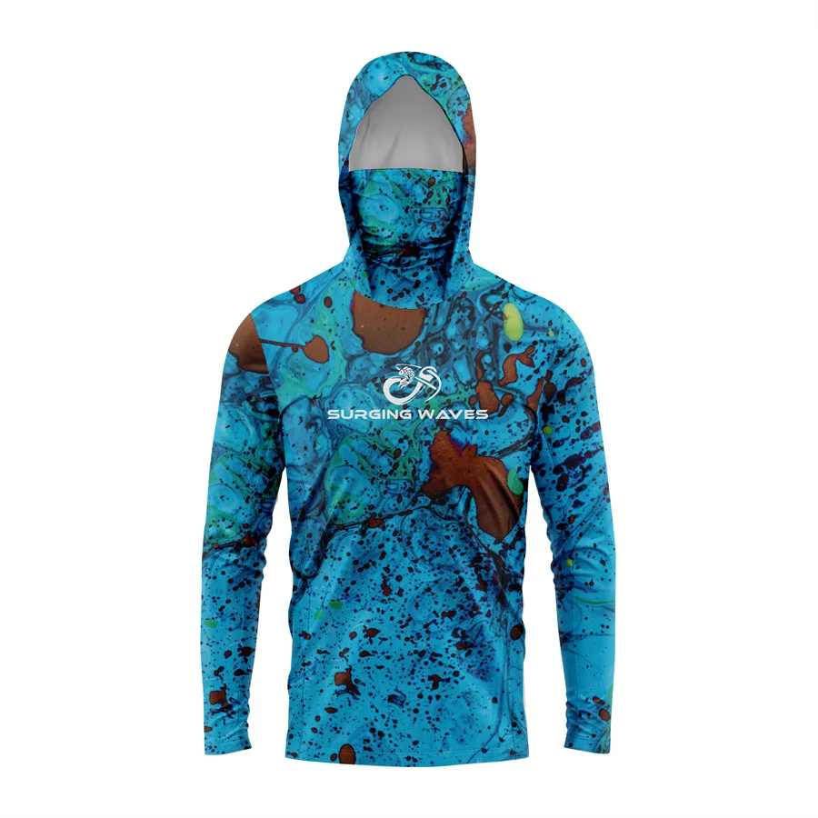 Huk Custom Men's UPF 50+ Sun Protection Hoodie Shirts Long Sleeve Lightweight SPF Outdoor UV Hiking Fishing Shirts
