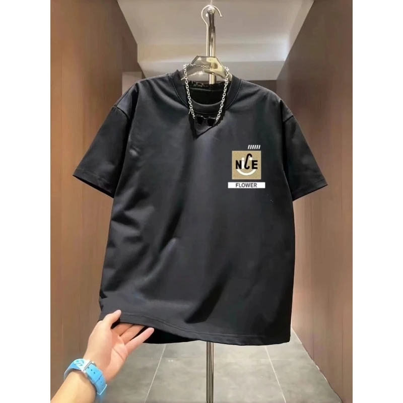 

Новая летняя мужская и женская футболка, весенне-осенний индивидуальный тренд для пар, свободный повседневный топ с короткими рукавами