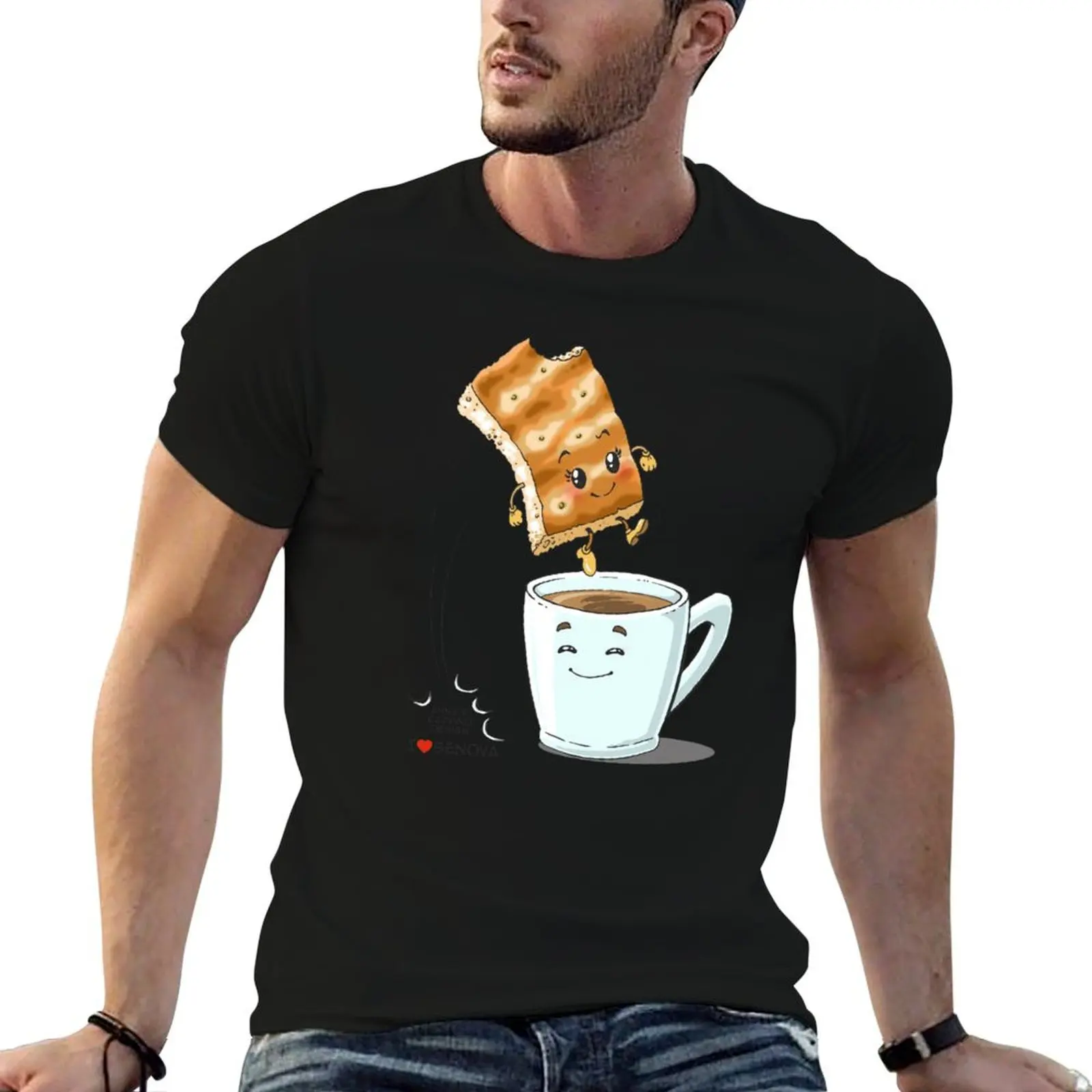 Focaccia Genovese - Camiseta I love Genova para homem, camisetas de algodão para homem, pacote de camisetas de algodão para homem, camiseta engraçada de algodão