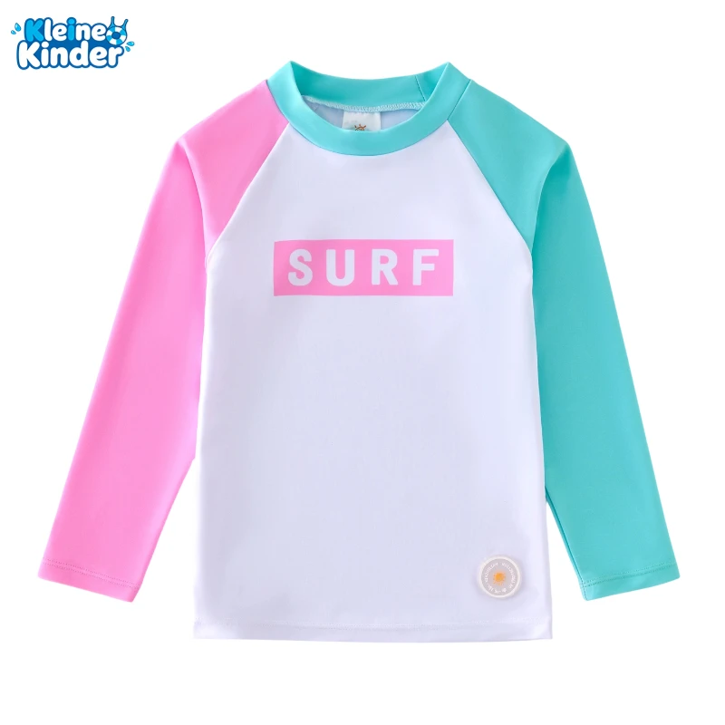 Toddler Baby Long Sleeve Swim Rash Guard UPF50+ UV Protection Raglan Swim Shirt Boys Girls Swim Top for Surfing Beach Pool Water