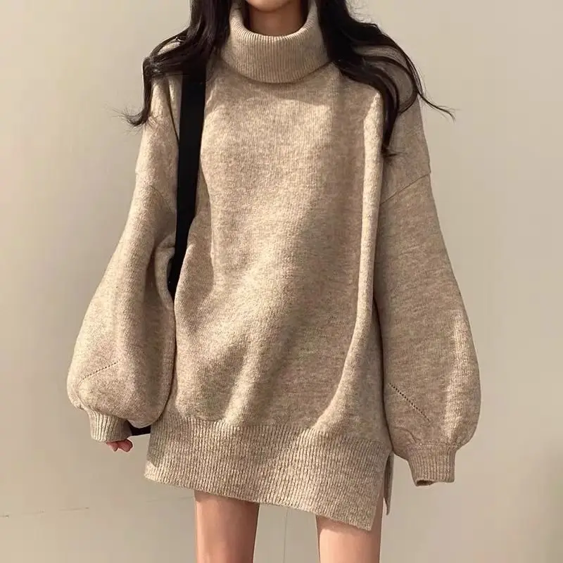 

Korea Autumn Winter Turtleneck Loose Casual All-Matching Long Sleeve Knit Pullover Sweater Women