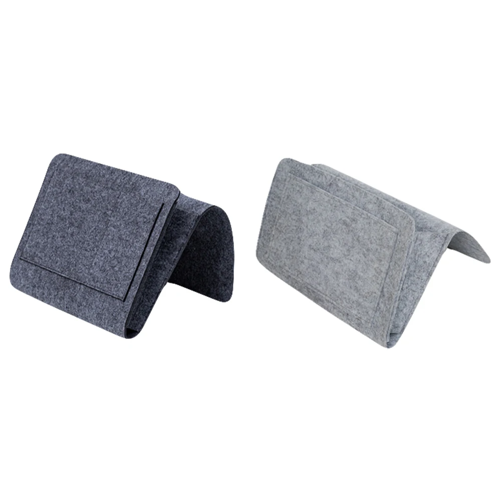 

2pcs Felt Sofa Storage Bedside Organizer Multifunctional Hanging Pouch Large Capacity Home Bedroom Use Hanger Holder