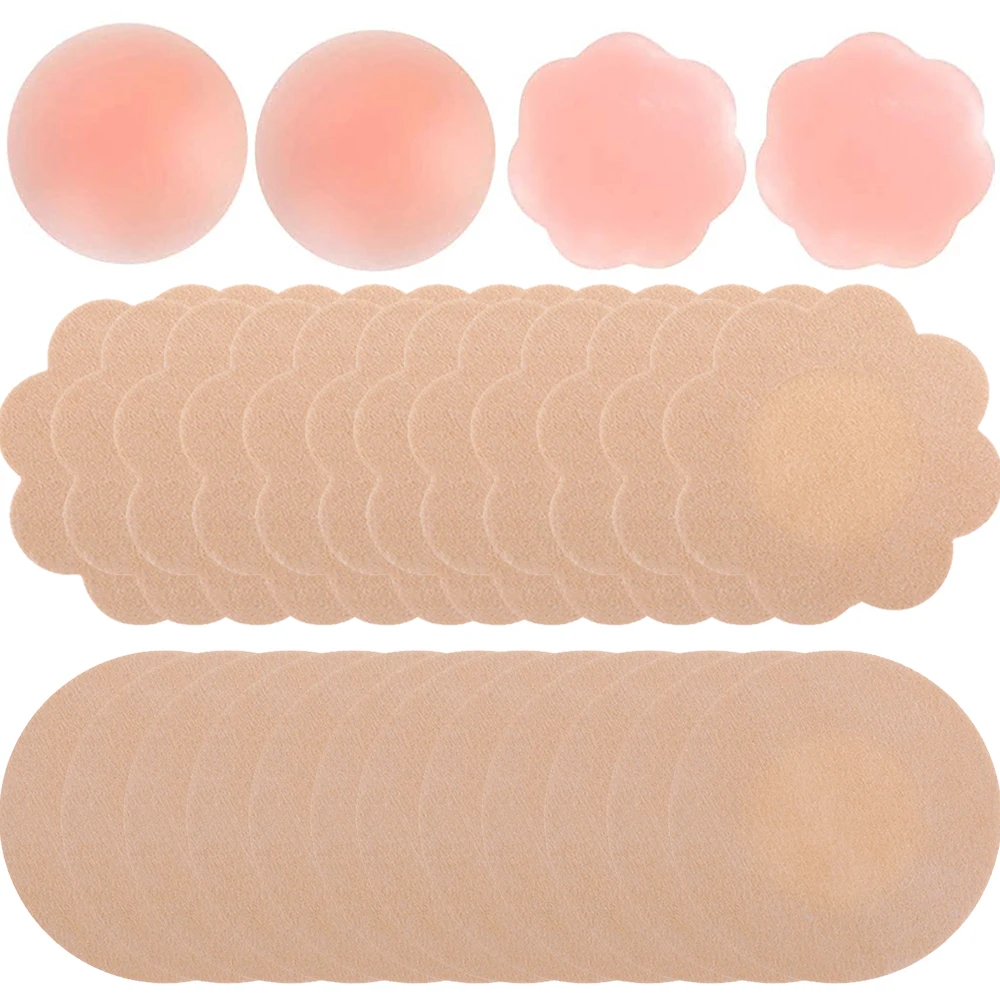 

24PCS Nipple Covers Nipple Pasties Silicone Bra Nipple Stickers with 4 Reusable Silicone Nipple Cover for Women Breast Stickers